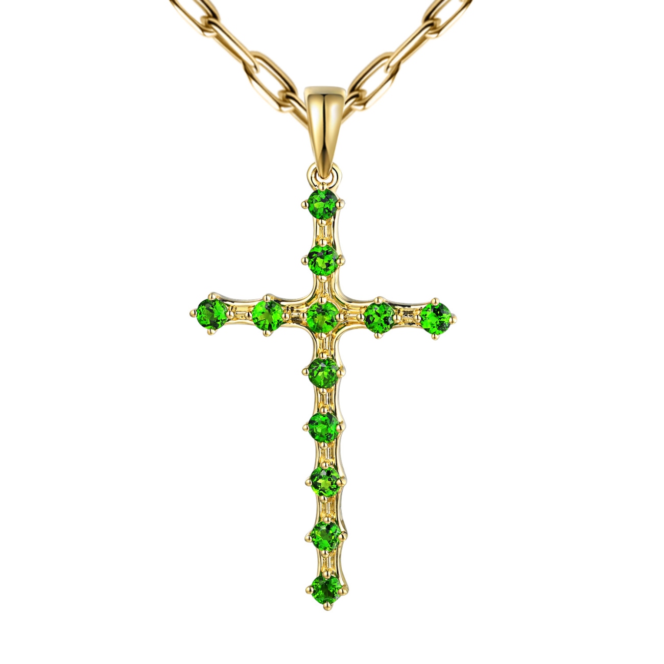 Zawieszka złota krzyż z diopsydami (P97685 Y CD)