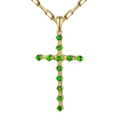 Zawieszka złota krzyż z diopsydami (P97685 Y CD)