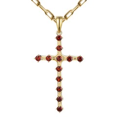 Zawieszka złota krzyż z granatami (P97685 Y GT) - zdjęcie: 2