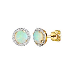 Kolczyki z opalami i diamentami (E50993 Y S OP) - zdjęcie: 2