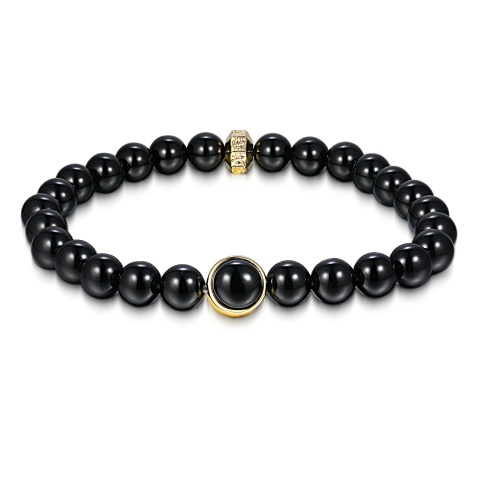 Bransoletka z czarnymi agatami (B09787 Y BAG)