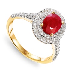 Pierścionek z rubinem i diamentami (R95586 Y RU)