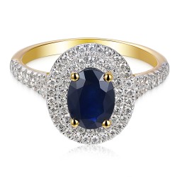 Pierścionek z szafirem i diamentami (R95586 Y SA): 15 - zdjęcie: 3