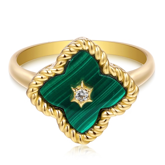 Pierścionek z malachitem i diamentami (R98240 Y MA): 14
