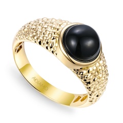 Sygnet złoty z czarnym agatem (R97687 Y BAG)