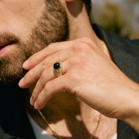 Sygnet złoty z czarnym agatem (R97687 Y BAG): 12