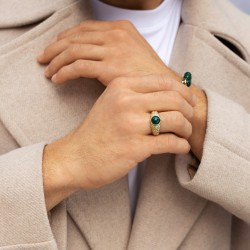 Sygnet złoty z zielonym agatem (R97687 Y GAG): 24 - zdjęcie: 3