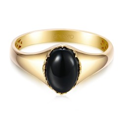 Sygnet złoty z czarnym agatem (R97688 Y BAG): 24 - zdjęcie: 4