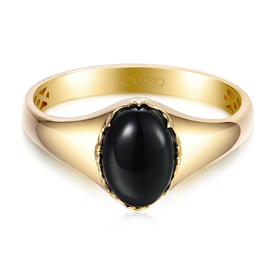 Sygnet złoty z czarnym agatem (R97688 Y BAG): 24