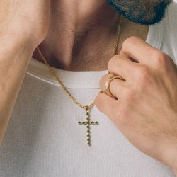 Zawieszka złota krzyż z diopsydami (P97685 Y CD) - zdjęcie: 3