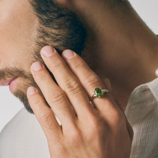 Sygnet złoty z perydotem (R97689 W PT): 24