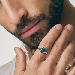 Sygnet złoty z niebieskim topazem (R97689 W BT): 24 - zdjęcie: 6