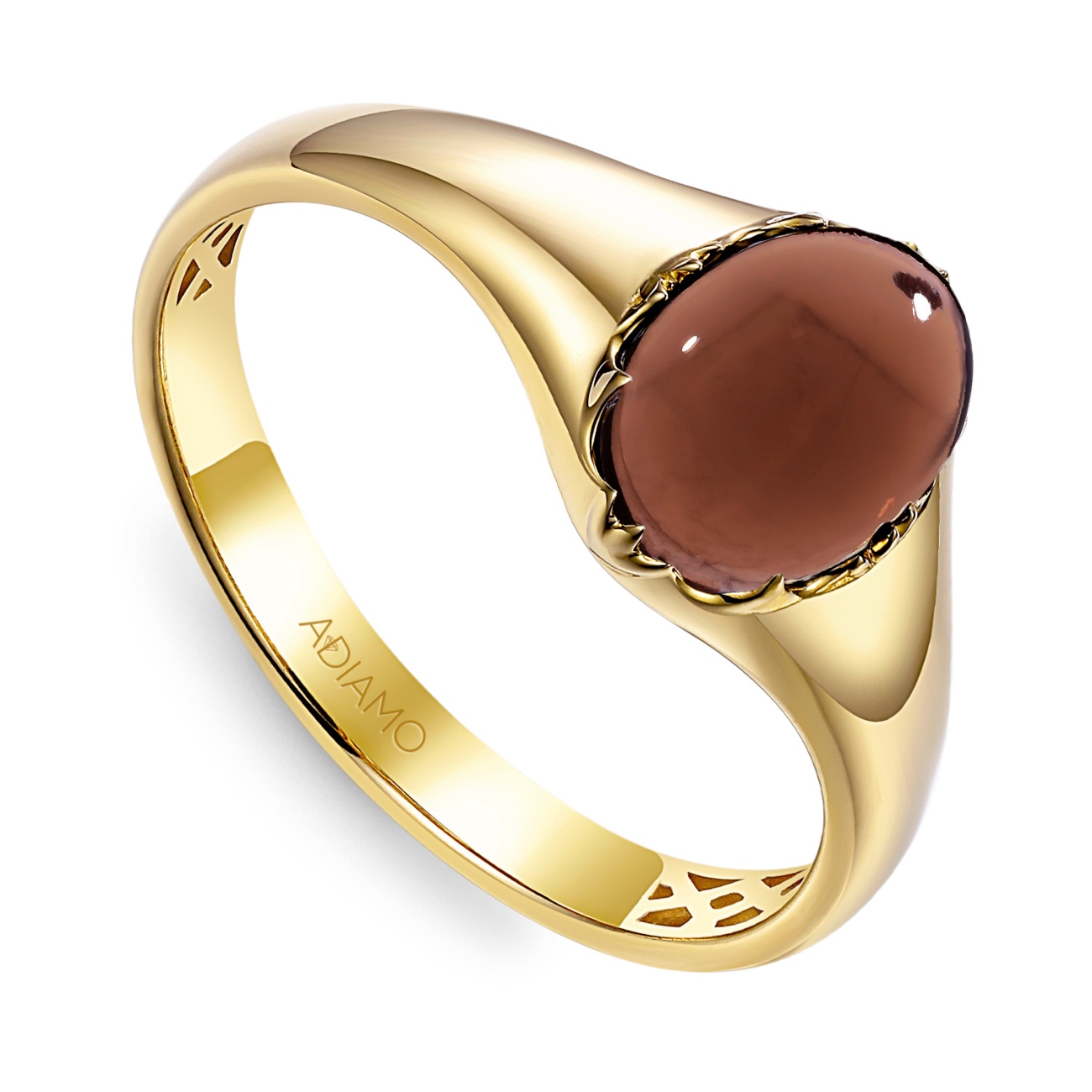 Sygnet złoty z kwarcem dymnym (R97688 Y SQ): 24