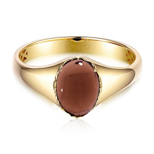 Sygnet złoty z kwarcem dymnym (R97688 Y SQ): 24