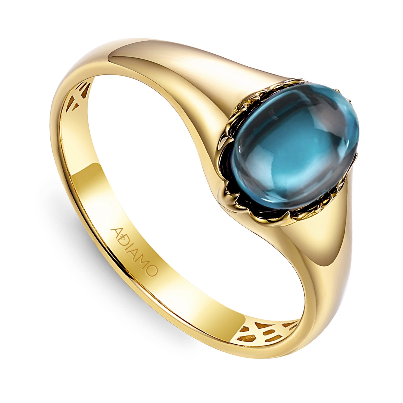 Sygnet złoty z niebieskim topazem (R97688 Y BT): 24