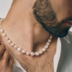 Naszyjnik złoty z perłami (N12054 Y PL)