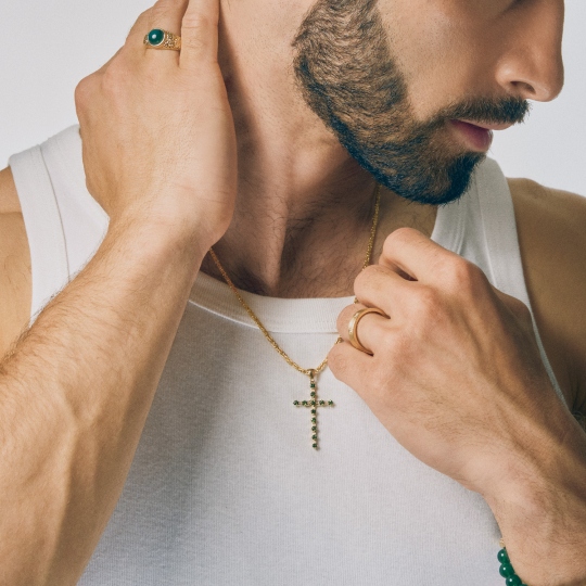 Sygnet złoty z zielonym agatem (R97687 Y GAG): 24