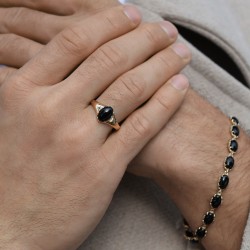 Sygnet złoty z czarnym agatem (R97688 Y BAG): 17 - zdjęcie: 3