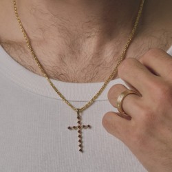 Zawieszka złota krzyż z granatami (P97685 Y GT) - zdjęcie: 3