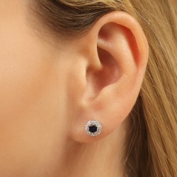 Kolczyki z szafirami i diamentami (E82050 Y S SA) - zdjęcie: 3