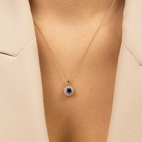 Zawieszka z szafirem i diamentami (P82050 Y SA)