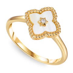 Pierścionek z masą perłową i diamentem (R98240 Y WMP)