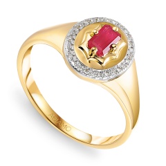 Sygnet z rubinem i diamentami (R93931 Y RU)