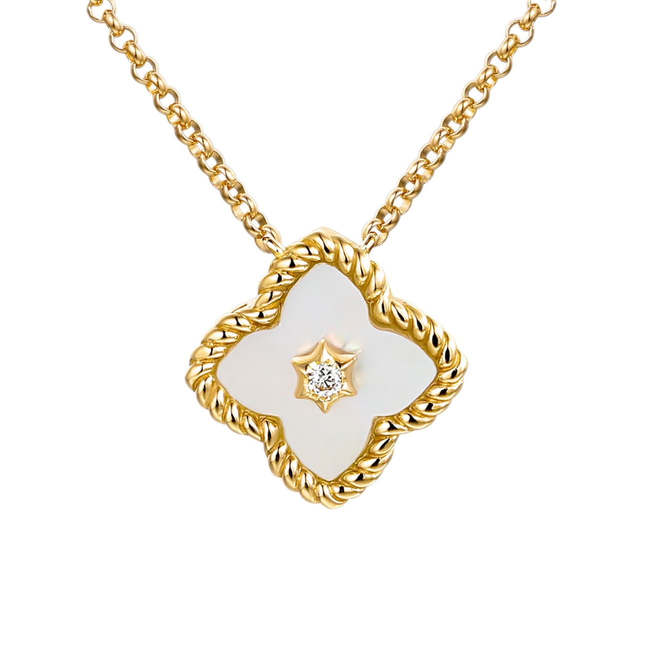 Naszyjnik z masą perłową i diamentem (N12141 Y G WMP)