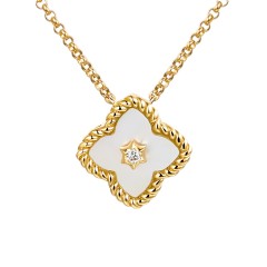 Naszyjnik z masą perłowoą i diamentem (N12141 Y G WMP)