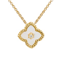 Naszyjnik z masą perłową i diamentem (N12141 Y G WMP)