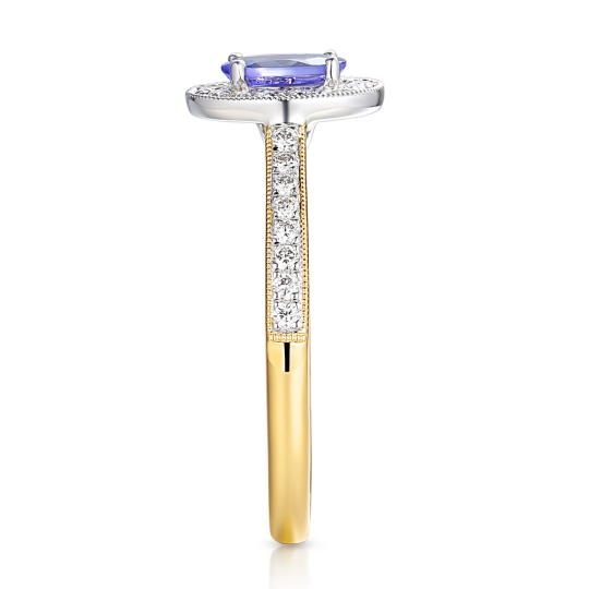 Pierścionek z tanzanitem i diamentami (R46558 YW T): 10