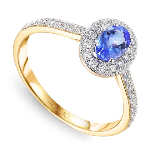 Pierścionek z tanzanitem i diamentami (R46558 YW T)