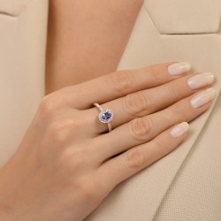 Pierścionek z tanzanitem i diamentami (R46558 YW T): 15 - zdjęcie: 3