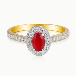 Pierścionek z rubinem i diamentami (R46558 YW RU): 10 - zdjęcie: 4