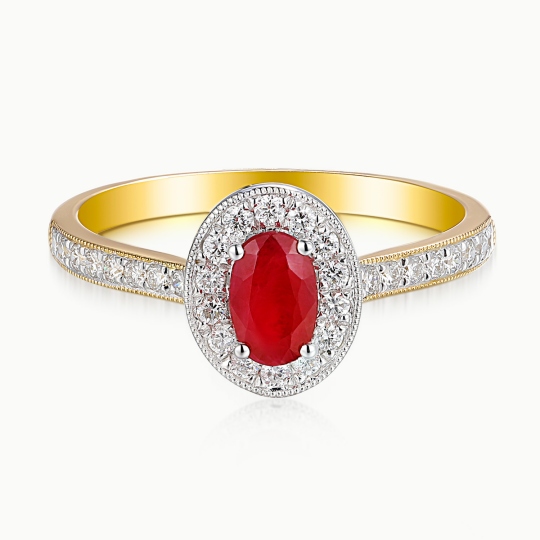 Pierścionek z rubinem i diamentami (R46558 YW RU): 10