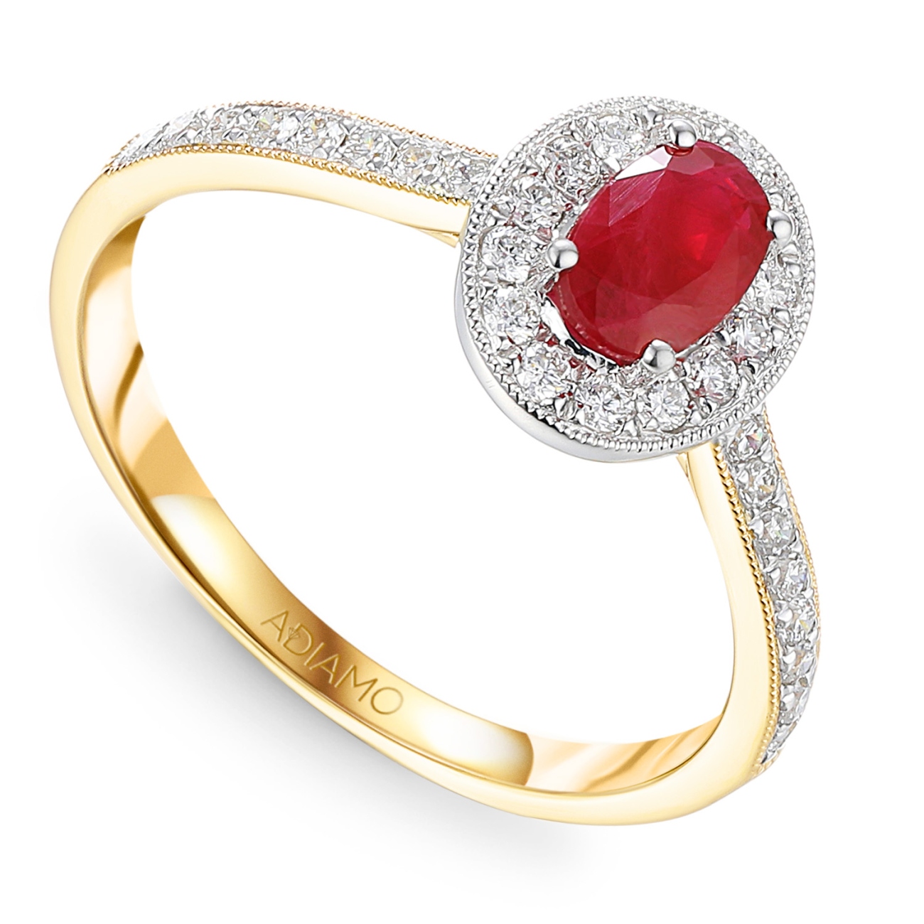 Pierścionek z rubinem i diamentami (R46558 YW RU): 10