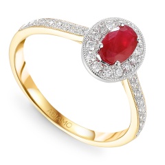 Pierścionek z rubinem i diamentami (R46558 YW RU)