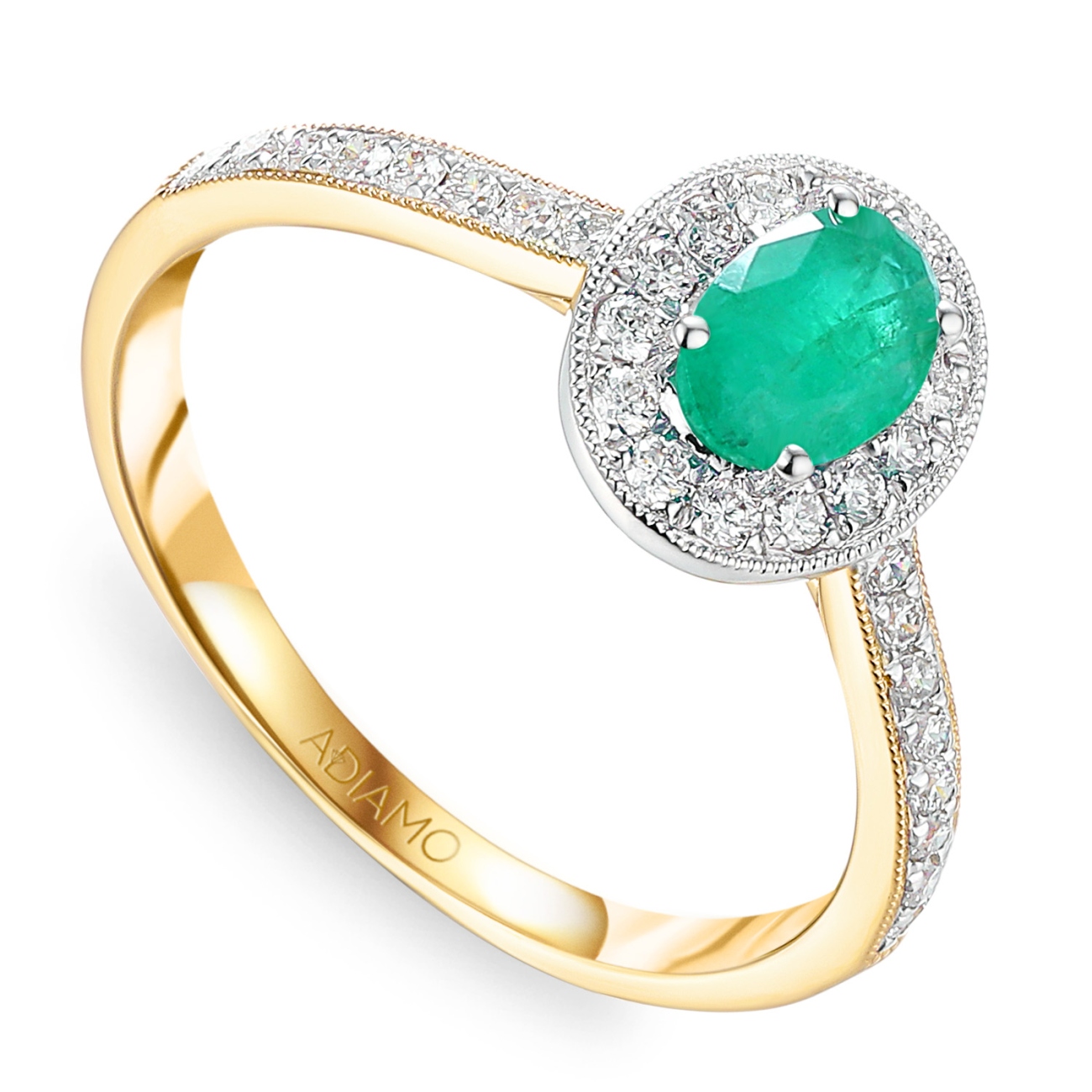 Pierścionek ze szmaragdem i diamentami (R46558 YW EM): 10