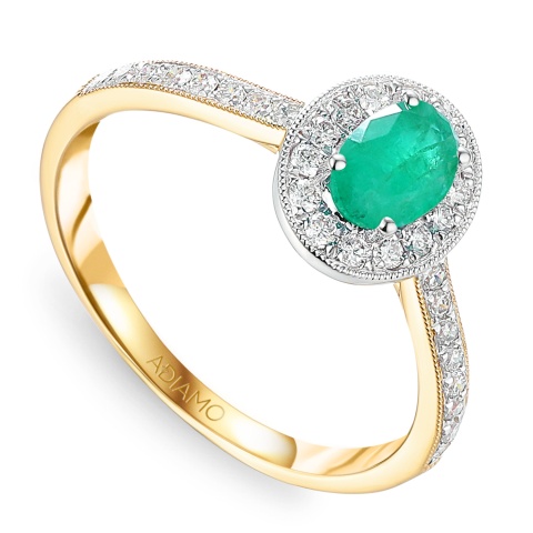 Pierścionek ze szmaragdem i diamentami (R46558 YW EM)