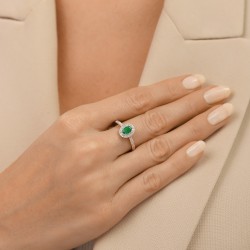 Pierścionek ze szmaragdem i diamentami (R46558 YW EM): 10 - zdjęcie: 3