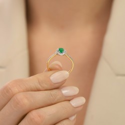 Pierścionek ze szmaragdem i diamentami (R46558 YW EM): 10 - zdjęcie: 6