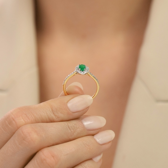 Pierścionek ze szmaragdem i diamentami (R46558 YW EM): 10