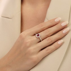 Pierścionek z rubinem i diamentami (R46558 YW RU): 10 - zdjęcie: 3