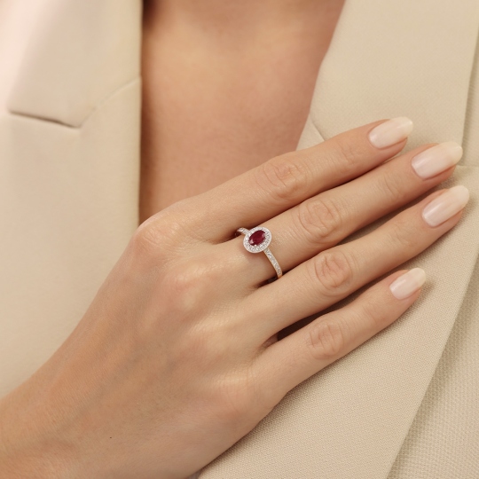 Pierścionek z rubinem i diamentami (R46558 YW RU): 10