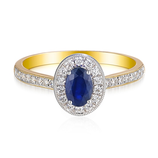 Pierścionek z szafirem i diamentami (R46558 YW SA): 10