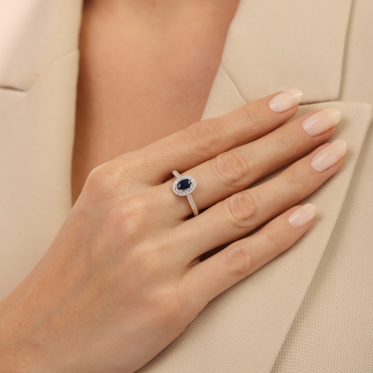 Pierścionek z szafirem i diamentami (R46558 YW SA): 10