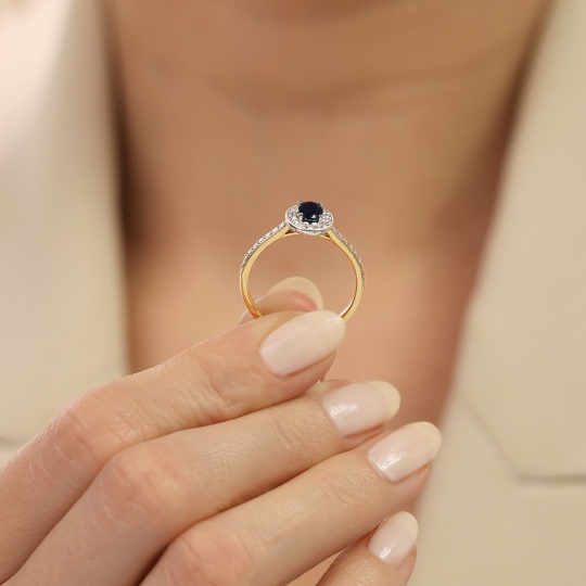 Pierścionek z szafirem i diamentami (R46558 YW SA): 10