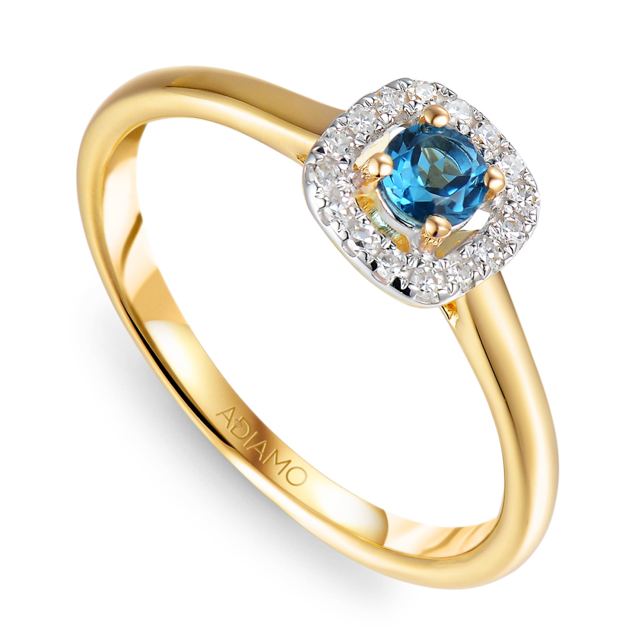 Pierścionek z niebieskim topazem i diamentami (R98238 Y BT): 10