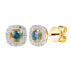 Kolczyki z niebieskimi topazami i diamentami (E98238 Y S BT)