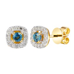 Kolczyki z niebieskimi topazami i diamentami (E98238 Y S BT) - zdjęcie: 2